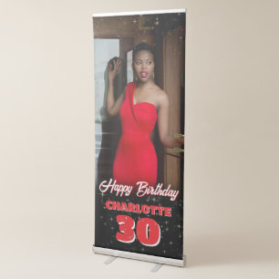 Red Birthday Party Celebration Photo Welcome Retractable Banner