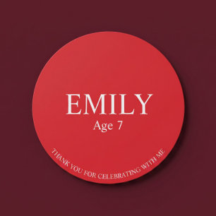 Red Birthday Party Favor Sticker