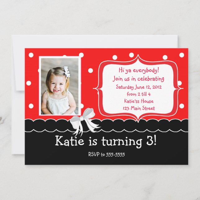Red Birthday Party invitation (Front)