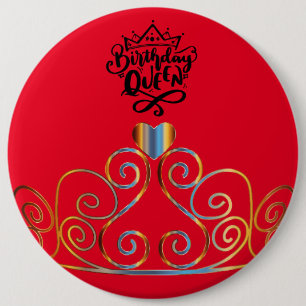 Red Birthday Queen Button