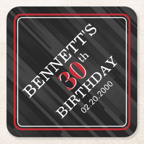Red Birthday Square Paper Coaster