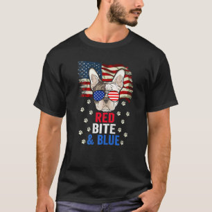 Red Bite & Blue Dog 4th Of July French Bulldog Usa T-Shirt