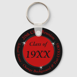 Red Black 20th Year School Reunion or Your Colors Keychain