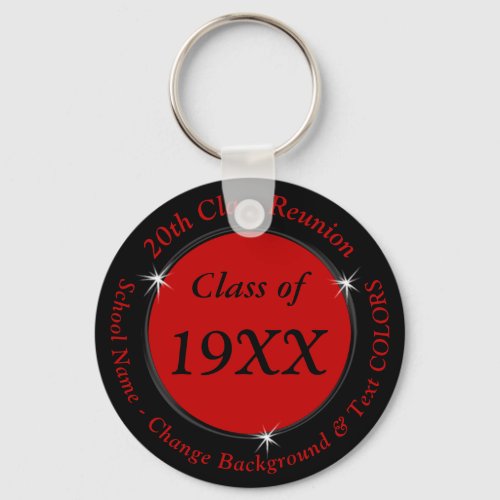 Red Black 20th Year School Reunion or Your Colors Keychain