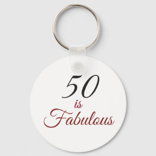 Red & Black "50 is Fabulous" 50th Birthday Party K Keychain