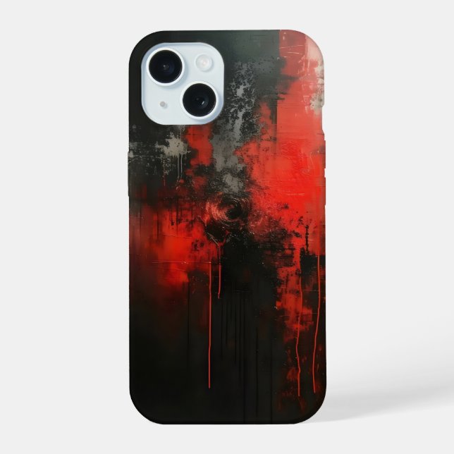 Red Black Abstract Art Iphone Case (Back)