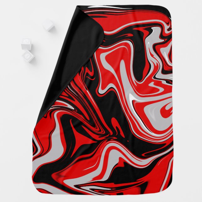 Red & Black Abstract  Baby Blanket (In Situ)