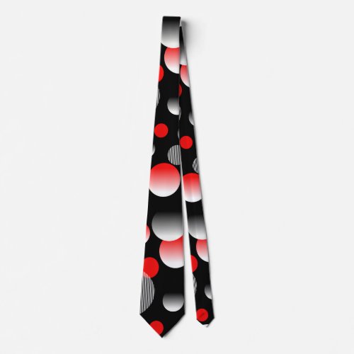 RED BLACK ABSTRACT BUBBLE PATTERN NECK TIE