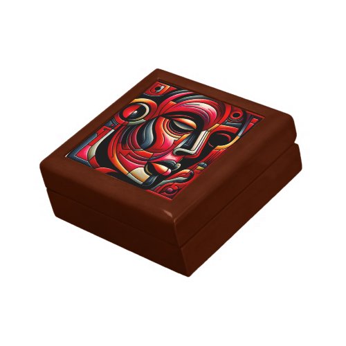 Red  black Abstract Face  Gift Box
