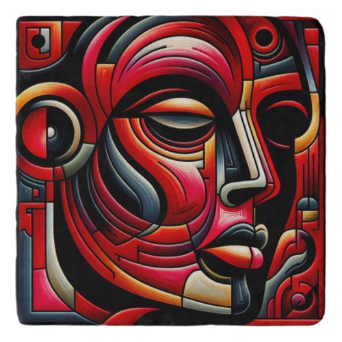 Red  black Abstract Face  Trivet