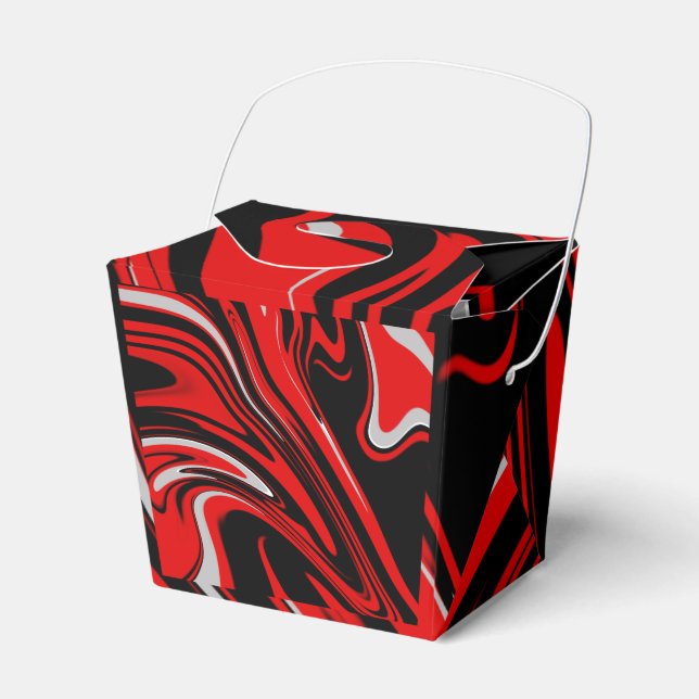 Red & Black Abstract Favor Boxes (Front Side)