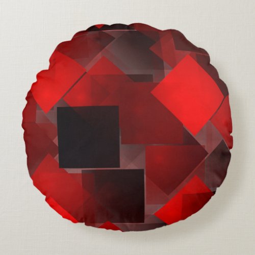 Red black abstract geometric decoration round pillow