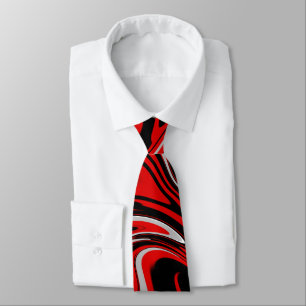 Red & Black Abstract Neck Tie