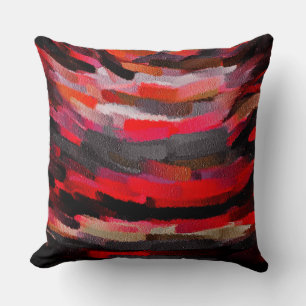 Red Black Abstract Painting Throw Pillow