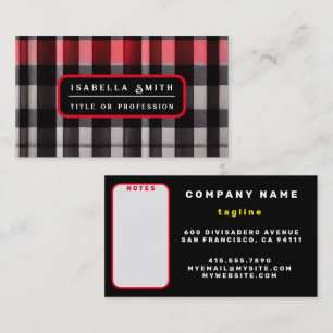 Red Black Abstract Plaid Modern Collection Business Card
