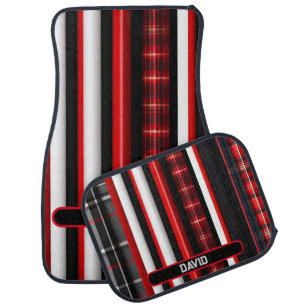 Red Black Abstract Plaid Trendy Collection Car Floor Mat