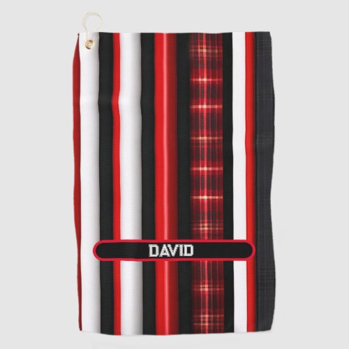 Red Black Abstract Plaid Trendy Collection Golf Towel