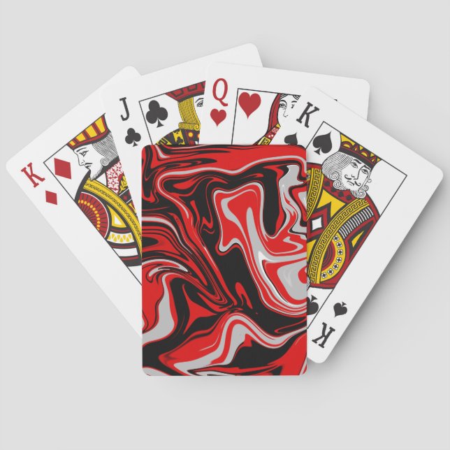 Red & Black Abstract - Playing Cards (Back)