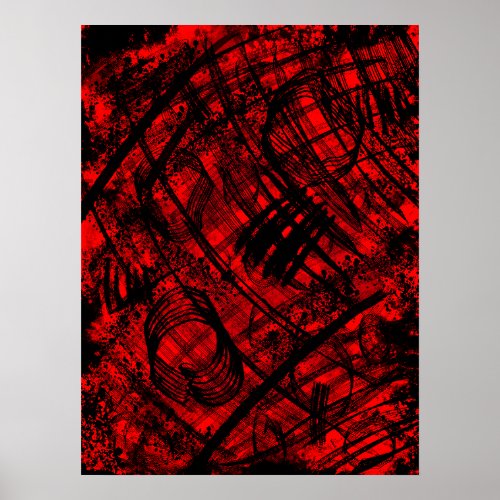 Red  Black Abstract Poster Wall Decor