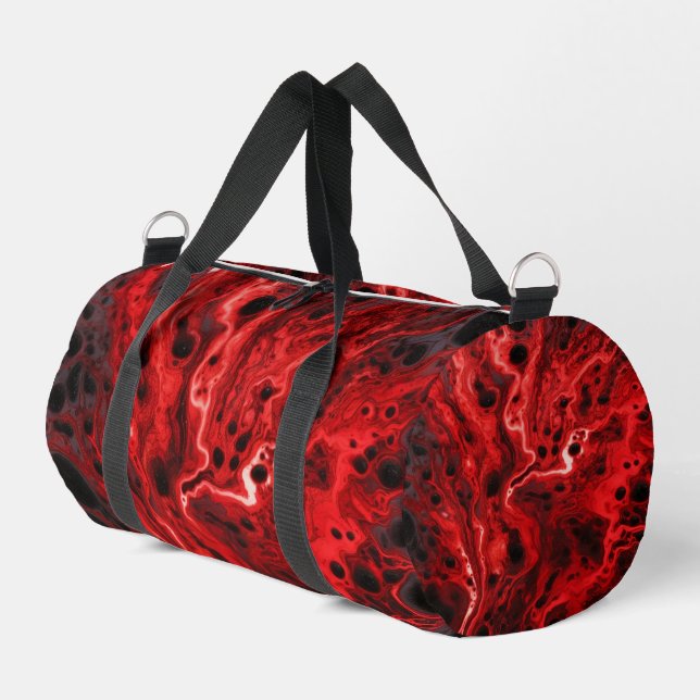 Red Black Abstract Swirls Weekender Duffle Bag (Left Corner)