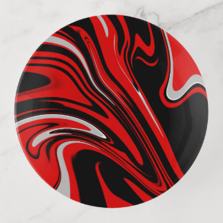 Red & Black Abstract Trinket Tray