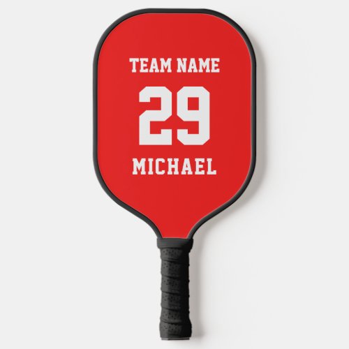 Red  Black Add Your Team Name Jersey Number Text Pickleball Paddle