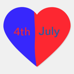 Red black American day 4th july add text simple Heart Sticker