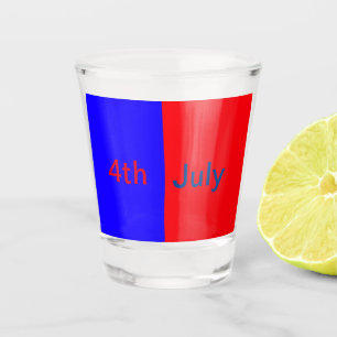 Red black American day 4th july add text simple Shot Glass