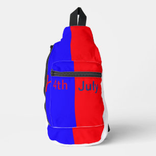 Red black American day 4th july add text simple Sling Bag