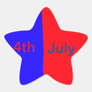 Red black American day 4th july add text simple Star Sticker