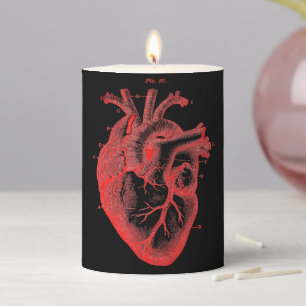 Red & Black Anatomical Heart 3" x 4" Pillar Candle