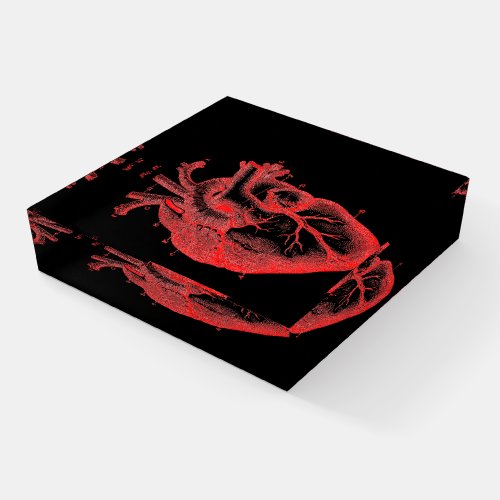 Red  Black Anatomical Heart Glass Paperweight    