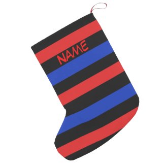 Red, Black and Blue Stripes Christmas Stocking