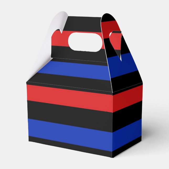 Red, Black and Blue Stripes Favor Boxes (Front Side)