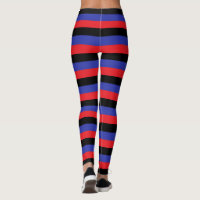 New Mix Blue Colorful Striped Zig Zag Print Leggings, One Size Fits Most