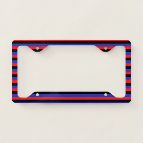 Red Black and Blue Stripes License Plate Frame