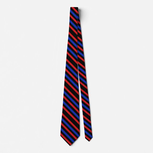 Red, Black and Blue Stripes Neck Tie (Front)