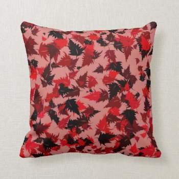 Red  Black And Bronze Oak Leaves On Pjnk Throw Pillow by BamalamArt at Zazzle