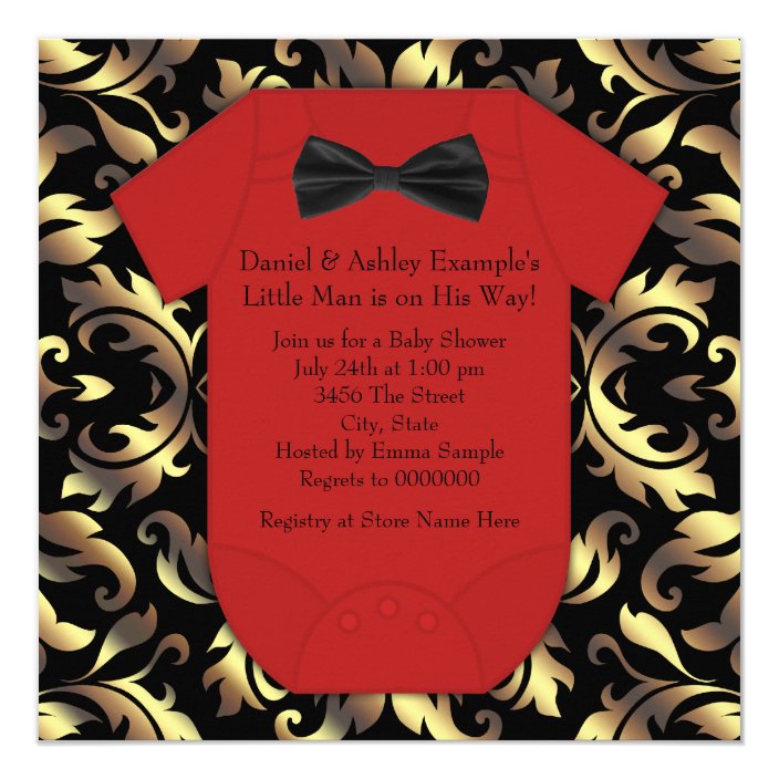 red and gold baby shower invitations
