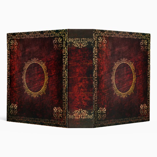 Red Black and Gold Dark Ages Ancient Tome 3 Ring Binder (Background)