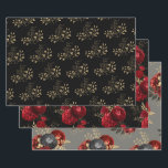 Red Black and Gold Floral  Wrapping Paper Sheets<br><div class="desc">Red Black and Gold Floral wrapping paper.</div>