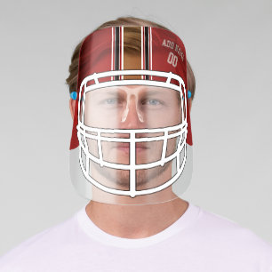 Red, Black and Gold Football Helmet Custom Name Face Shield