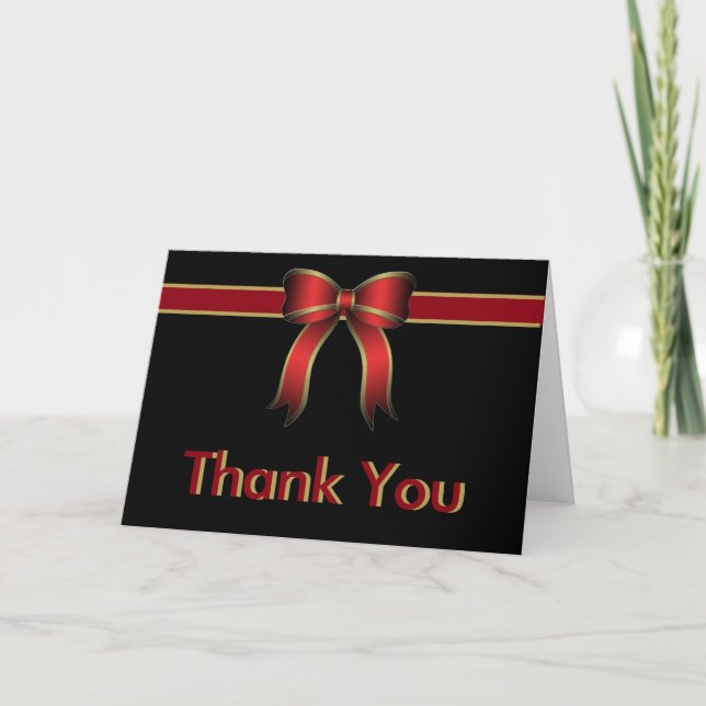 Red Black and Gold Gift with Bow Thank You (Front)