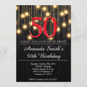 Red Black and Gold Invitations for Her