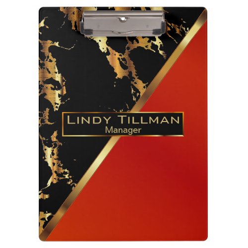 Red Black and Gold Marble Design Clipboard