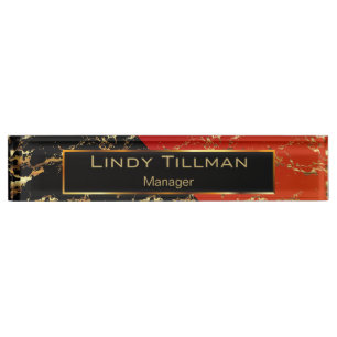 Red, Black and Gold Marble Design Name Plate