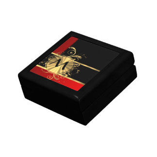 Red black and gold monogram jewelry box