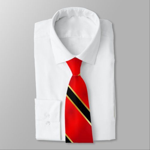 Red Black and Gold Stripes on Red Tie