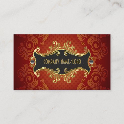 Red Black And Gold Swirls Business Card Template