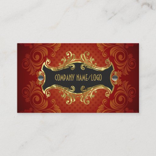 Customizable Red Black And Gold Swirls Business Card Template